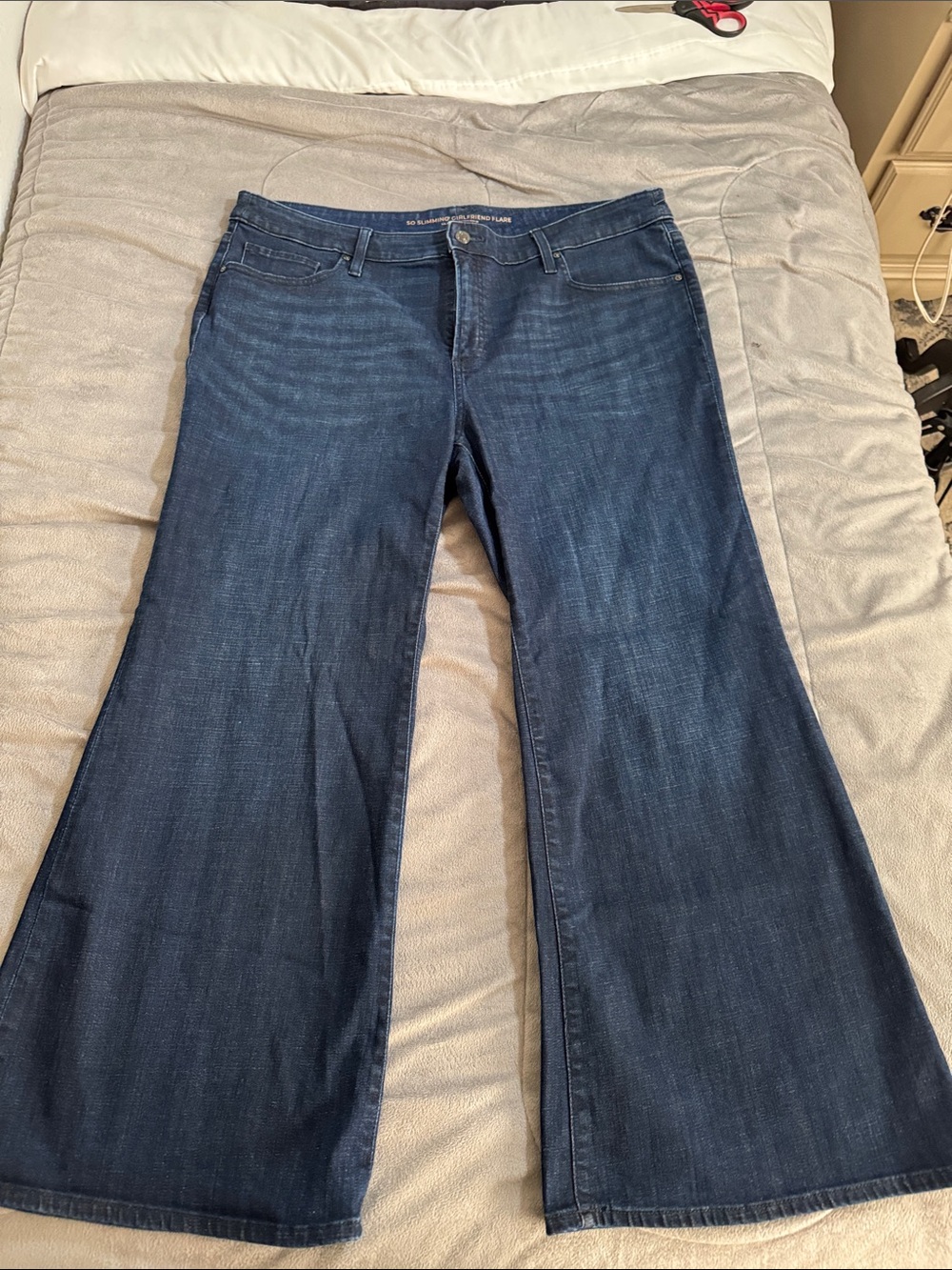 Chico's Dark Blue Flared Wide-Leg Jeans